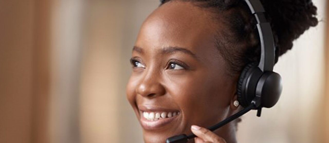 Employees using computers in an office