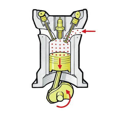 Conventional port fuel injection four-stroke petrol engine